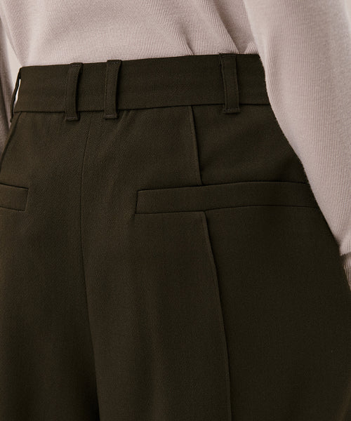 AHWE ITALIAN WOOL BLEND TUCKED PANTS - Dark Kaki