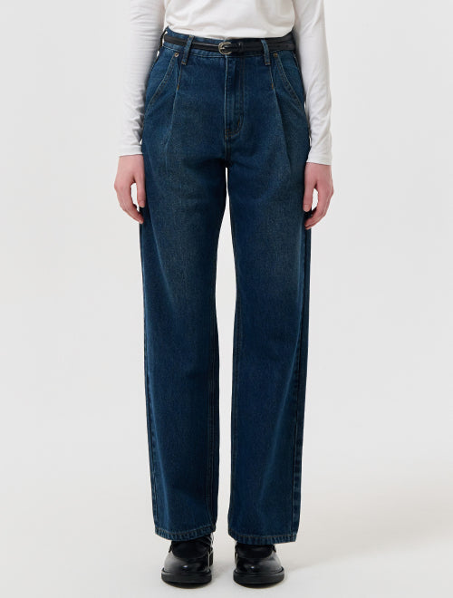 GENERAL IDEA Daily One-Tuck Wide Denim Pants - Blue