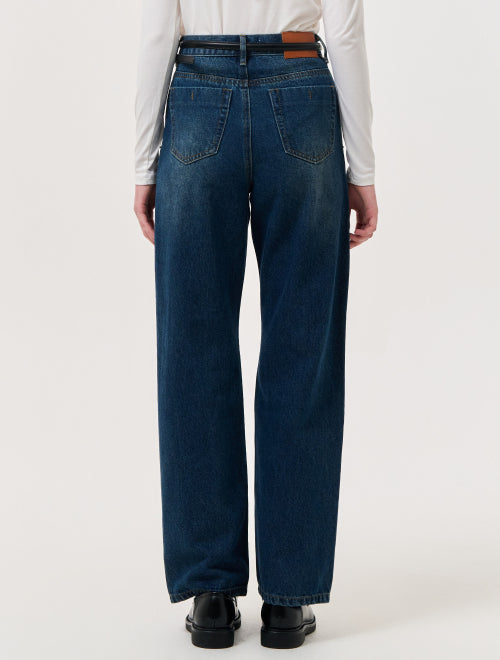 GENERAL IDEA Daily One-Tuck Wide Denim Pants - Blue