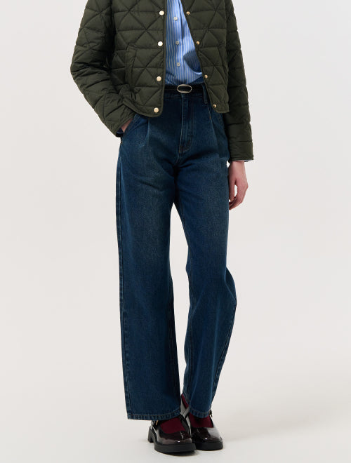 GENERAL IDEA Daily One-Tuck Wide Denim Pants - Blue