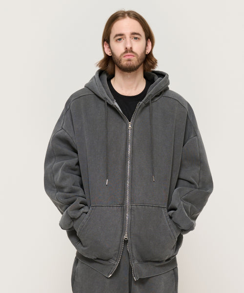 CARGOBROS Pigment Dyed Hooded Zip-Up (Charcoal)