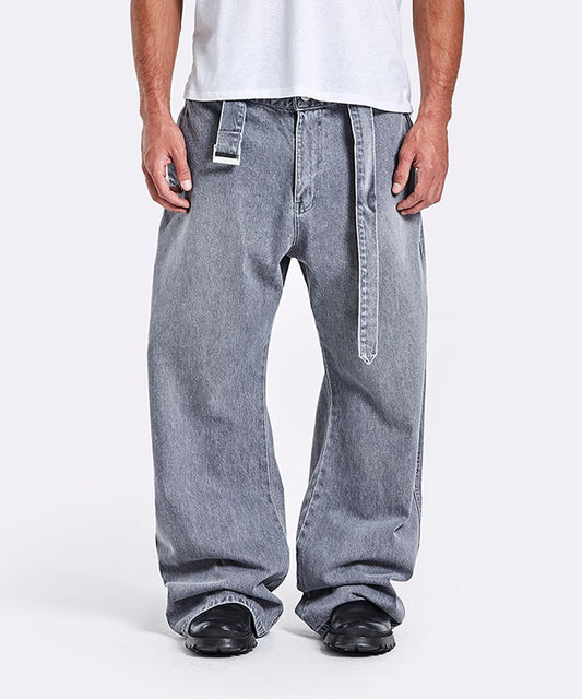 51PERCENT Belted Denim Pants - Grey